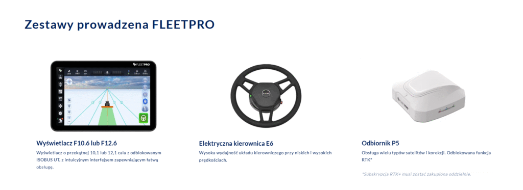 Zestaw nawigacji FLEETPRO New Holland – wyświetlacz, kierownica E6 i odbiornik P5